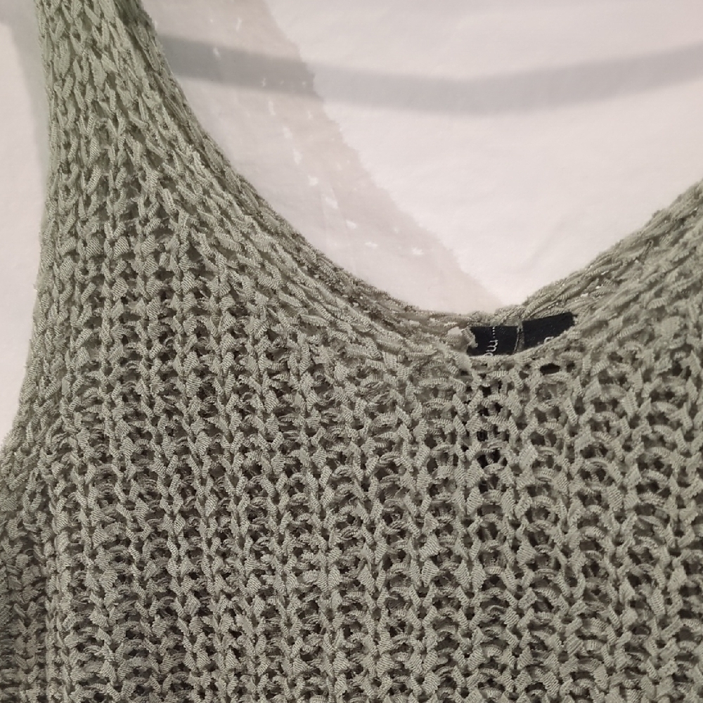 Moon & Madison | Sweater Knit V Neck Tank from Ribbon Yarn Sage | S